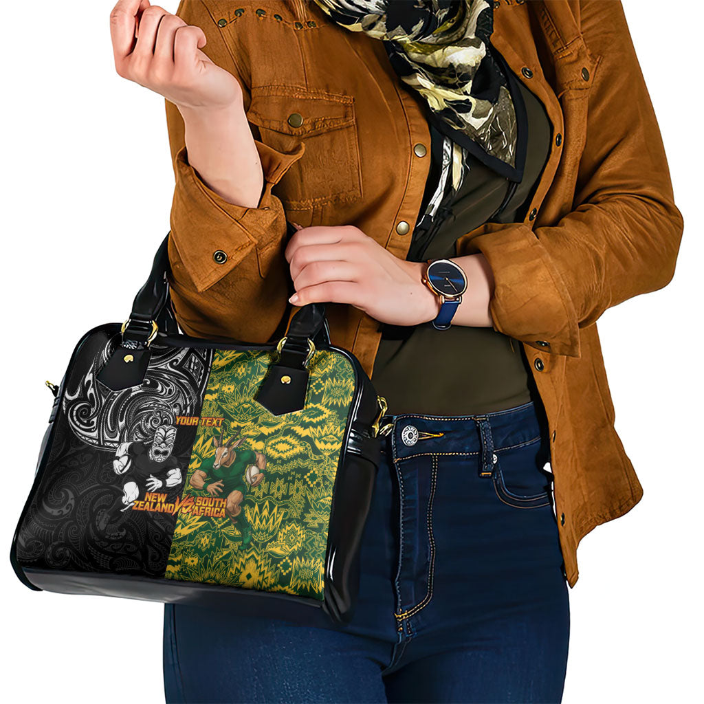 Custom New Zealand vs South Africa Shoulder Handbag Rugby Rivalry Two Nations One Battle