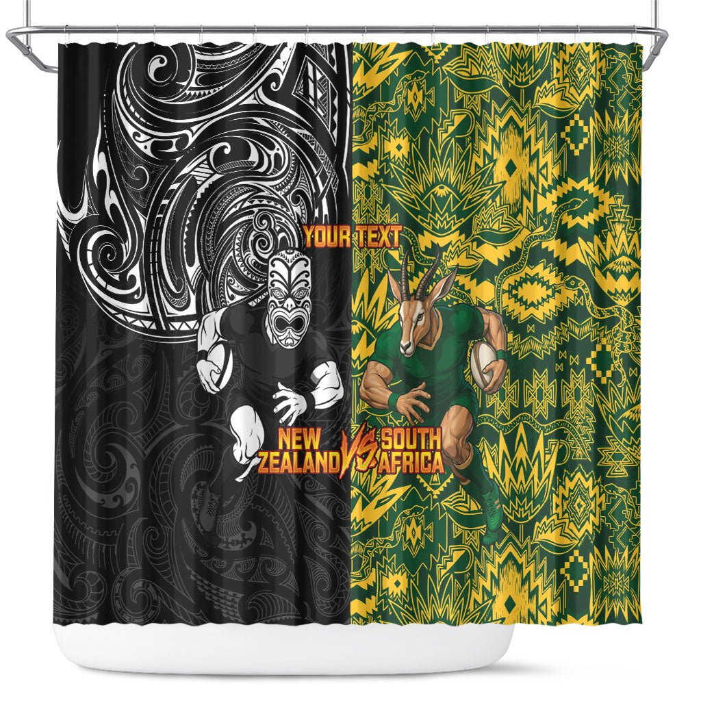 Custom New Zealand vs South Africa Shower Curtain Rugby Rivalry Two Nations One Battle