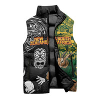 Custom New Zealand vs South Africa Sleeveless Puffer Jacket Rugby Rivalry Two Nations One Battle