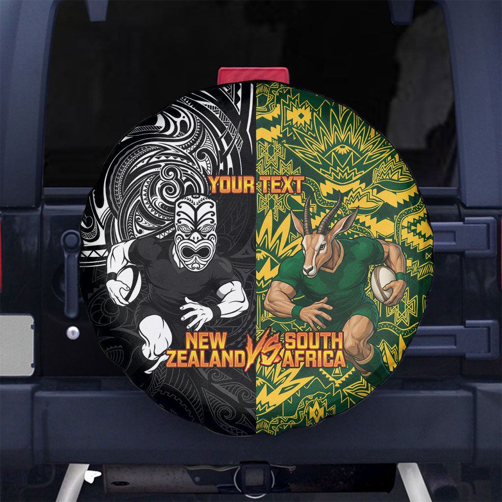 Custom New Zealand vs South Africa Spare Tire Cover Rugby Rivalry Two Nations One Battle
