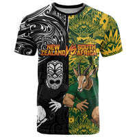 Custom New Zealand vs South Africa T Shirt Rugby Rivalry Two Nations One Battle