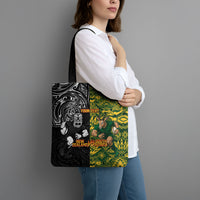 Custom New Zealand vs South Africa Tote Bag Rugby Rivalry Two Nations One Battle