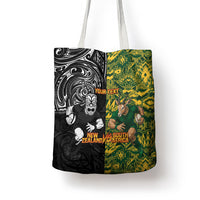 Custom New Zealand vs South Africa Tote Bag Rugby Rivalry Two Nations One Battle