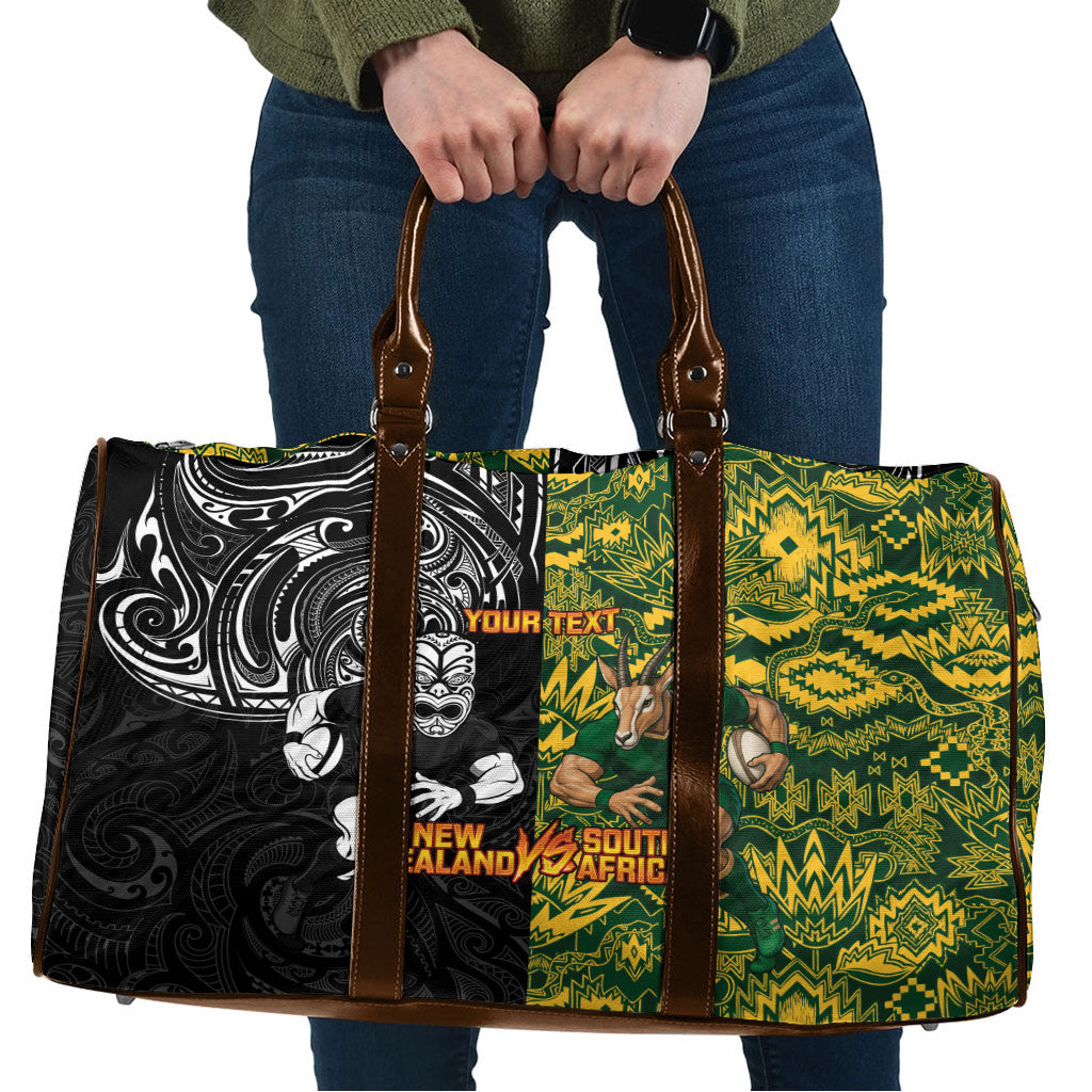 Custom New Zealand vs South Africa Travel Bag Rugby Rivalry Two Nations One Battle