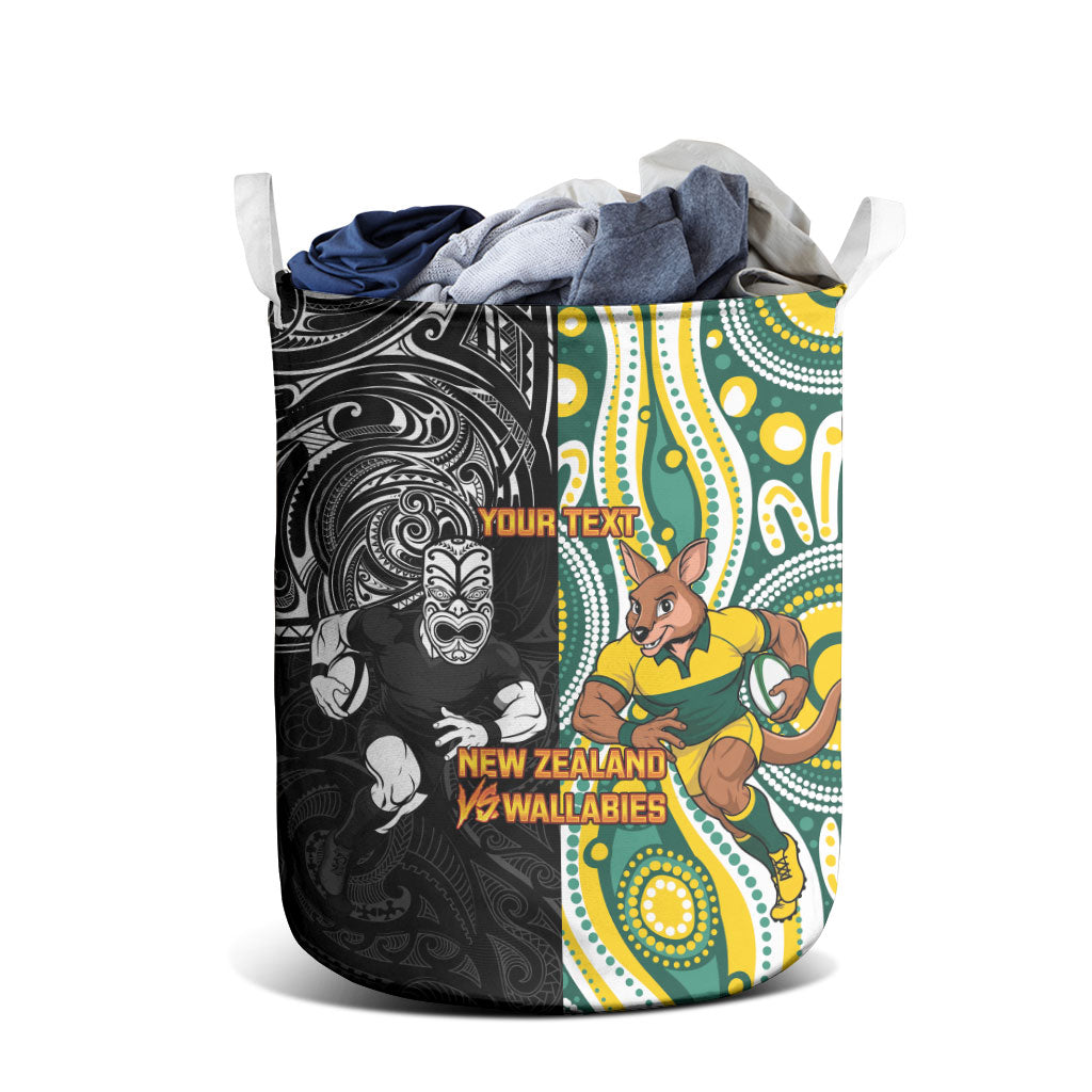 Custom Australia vs New Zealand Laundry Basket Rugby Rivalry Two Nations One Battle