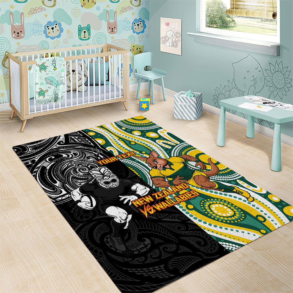 Custom Australia vs New Zealand Area Rug Rugby Rivalry Two Nations One Battle