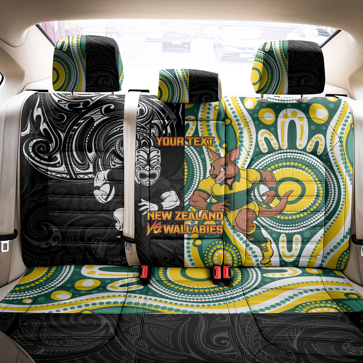 Custom Australia vs New Zealand Back Car Seat Cover Rugby Rivalry Two Nations One Battle
