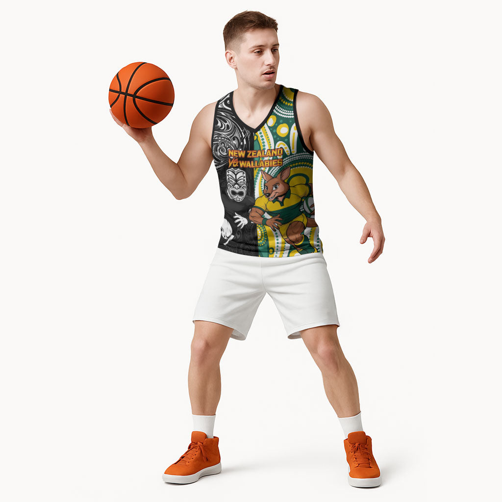 Custom Australia vs New Zealand Basketball Jersey Rugby Rivalry Two Nations One Battle