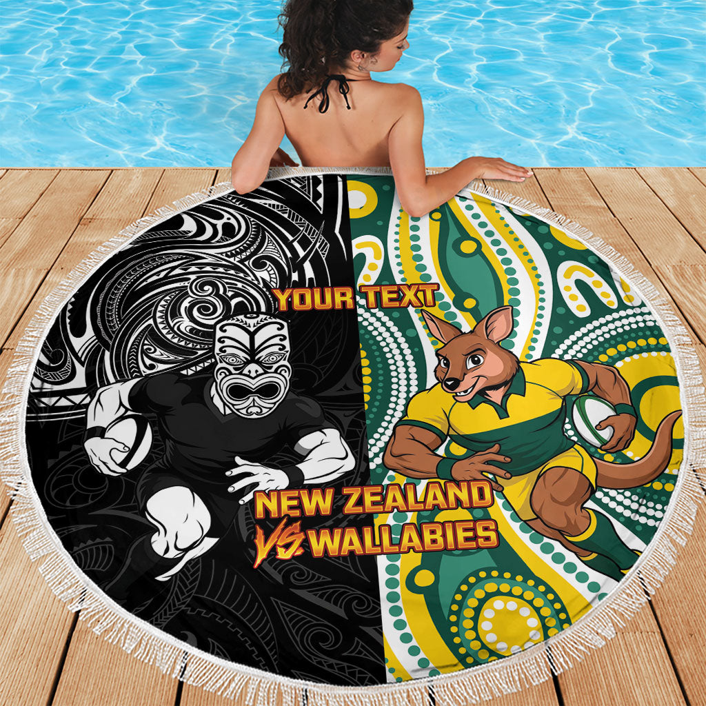Custom Australia vs New Zealand Beach Blanket Rugby Rivalry Two Nations One Battle