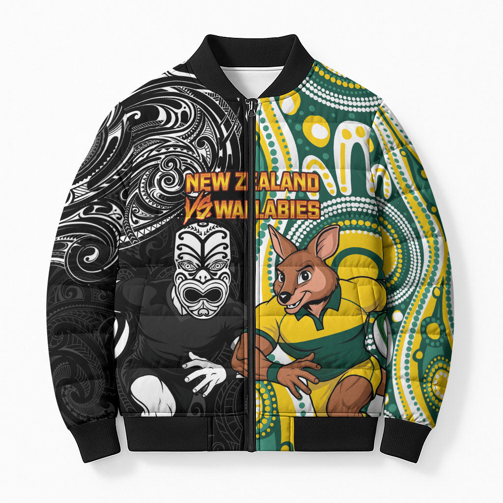 Custom Australia vs New Zealand Bomber Puffer Jacket Rugby Rivalry Two Nations One Battle