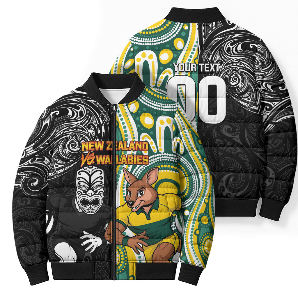 Custom Australia vs New Zealand Bomber Puffer Jacket Rugby Rivalry Two Nations One Battle