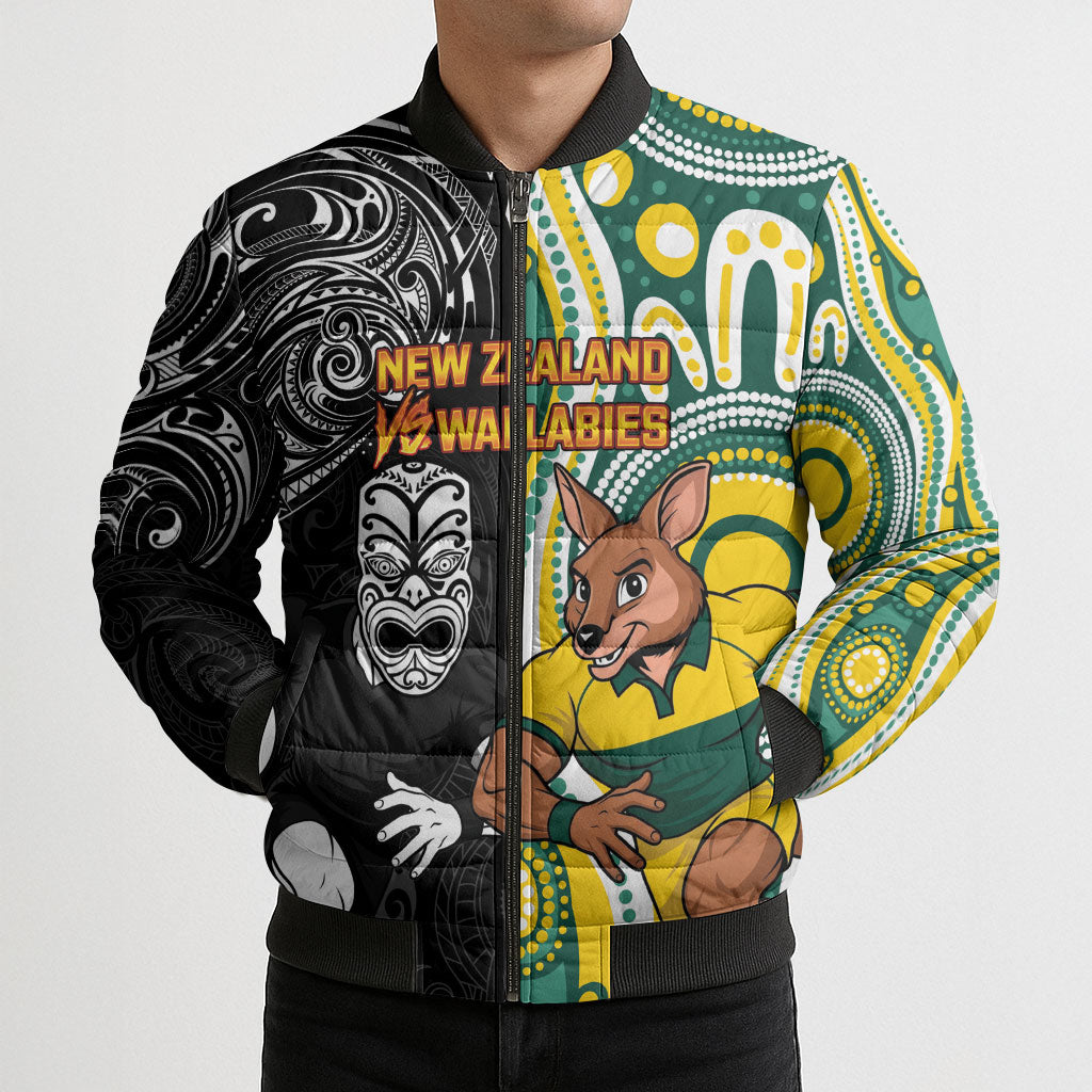 Custom Australia vs New Zealand Bomber Puffer Jacket Rugby Rivalry Two Nations One Battle