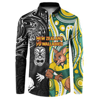 Custom Australia vs New Zealand Button Sweatshirt Rugby Rivalry Two Nations One Battle