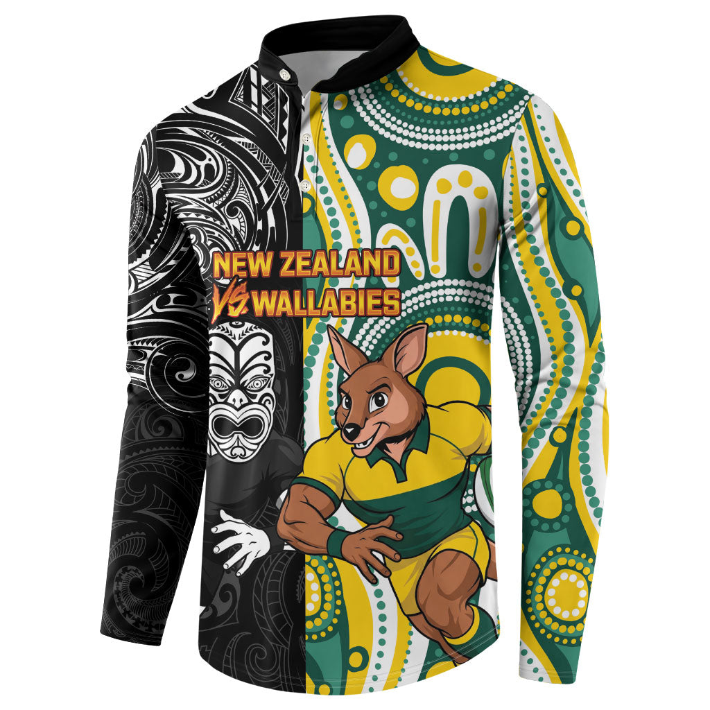 Custom Australia vs New Zealand Button Sweatshirt Rugby Rivalry Two Nations One Battle