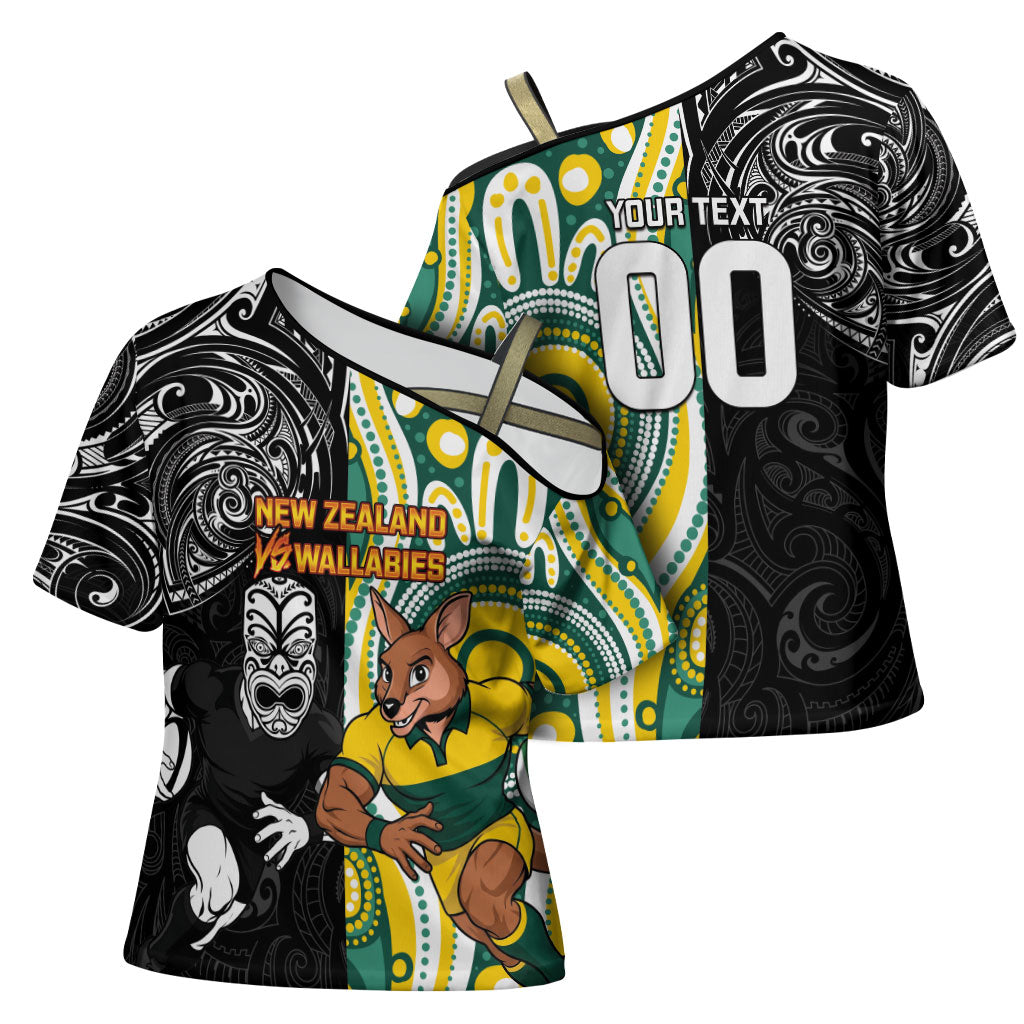 Custom Australia vs New Zealand Cross Shoulder Shirt Rugby Rivalry Two Nations One Battle