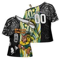 Custom Australia vs New Zealand Cross Shoulder Shirt Rugby Rivalry Two Nations One Battle