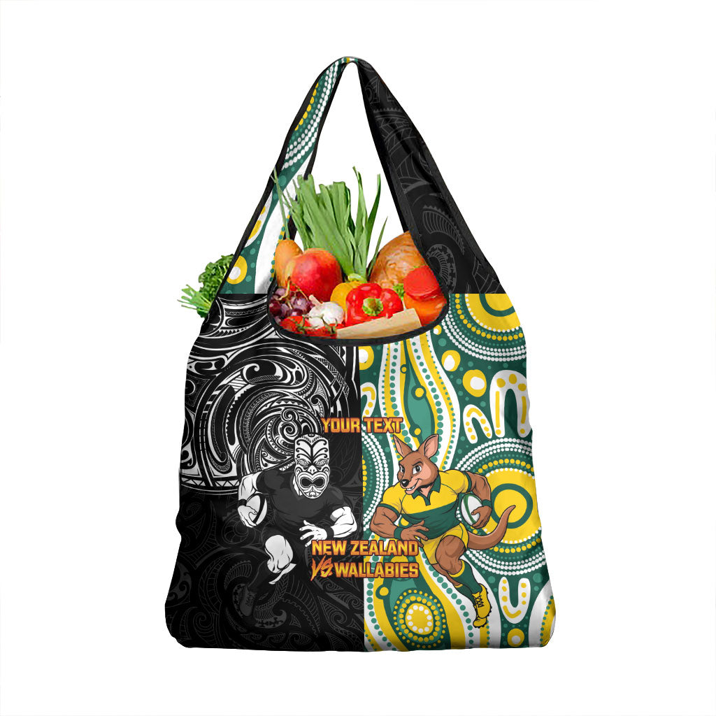 Custom Australia vs New Zealand Grocery Bag Rugby Rivalry Two Nations One Battle