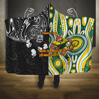 Custom Australia vs New Zealand Hooded Blanket Rugby Rivalry Two Nations One Battle