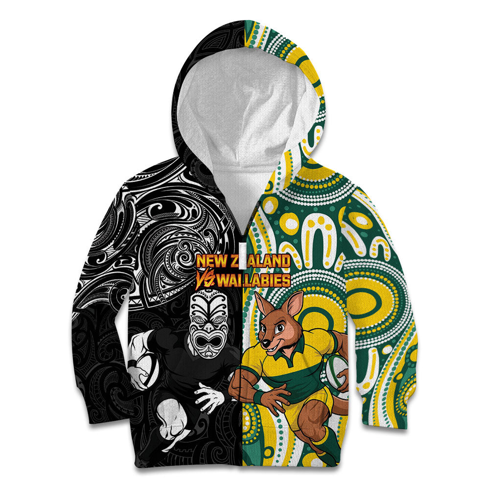 Custom Australia vs New Zealand Kid Hoodie Rugby Rivalry Two Nations One Battle