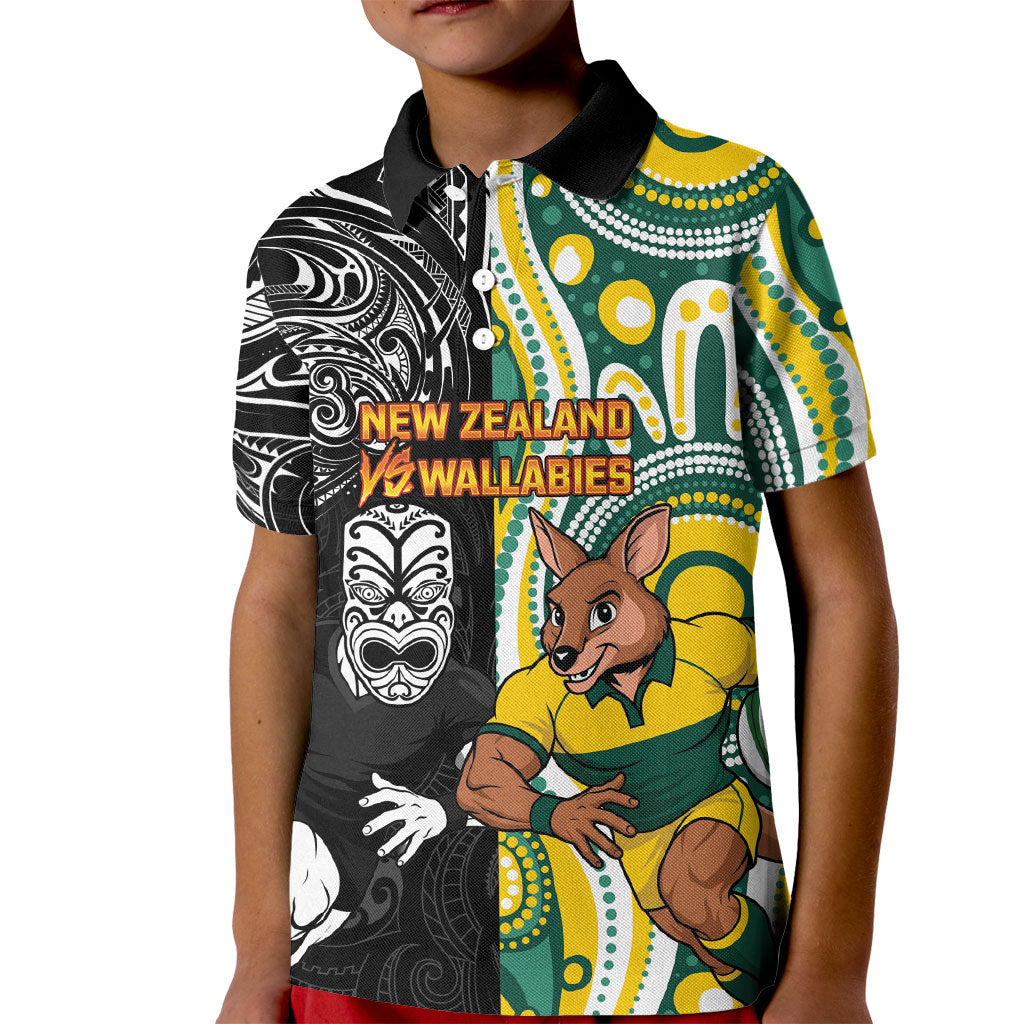 Custom Australia vs New Zealand Kid Polo Shirt Rugby Rivalry Two Nations One Battle