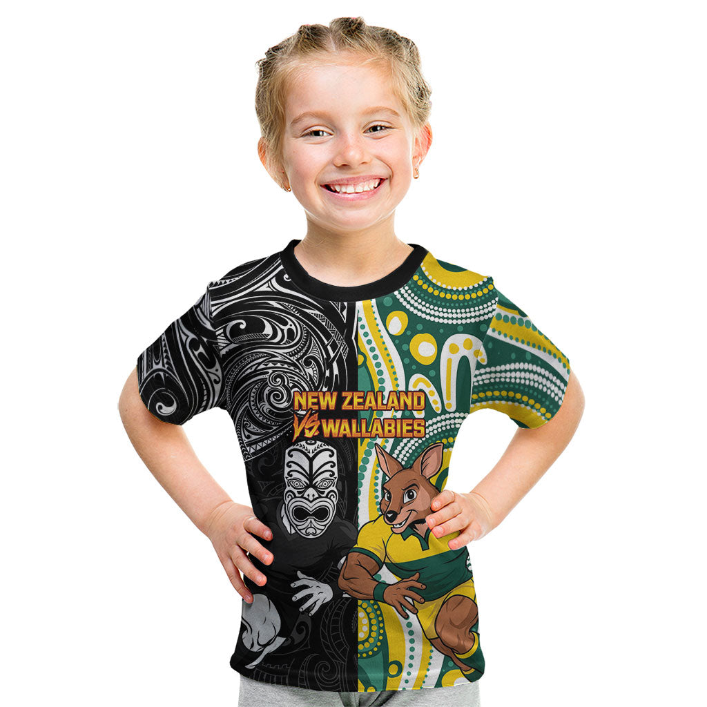 Custom Australia vs New Zealand Kid T Shirt Rugby Rivalry Two Nations One Battle