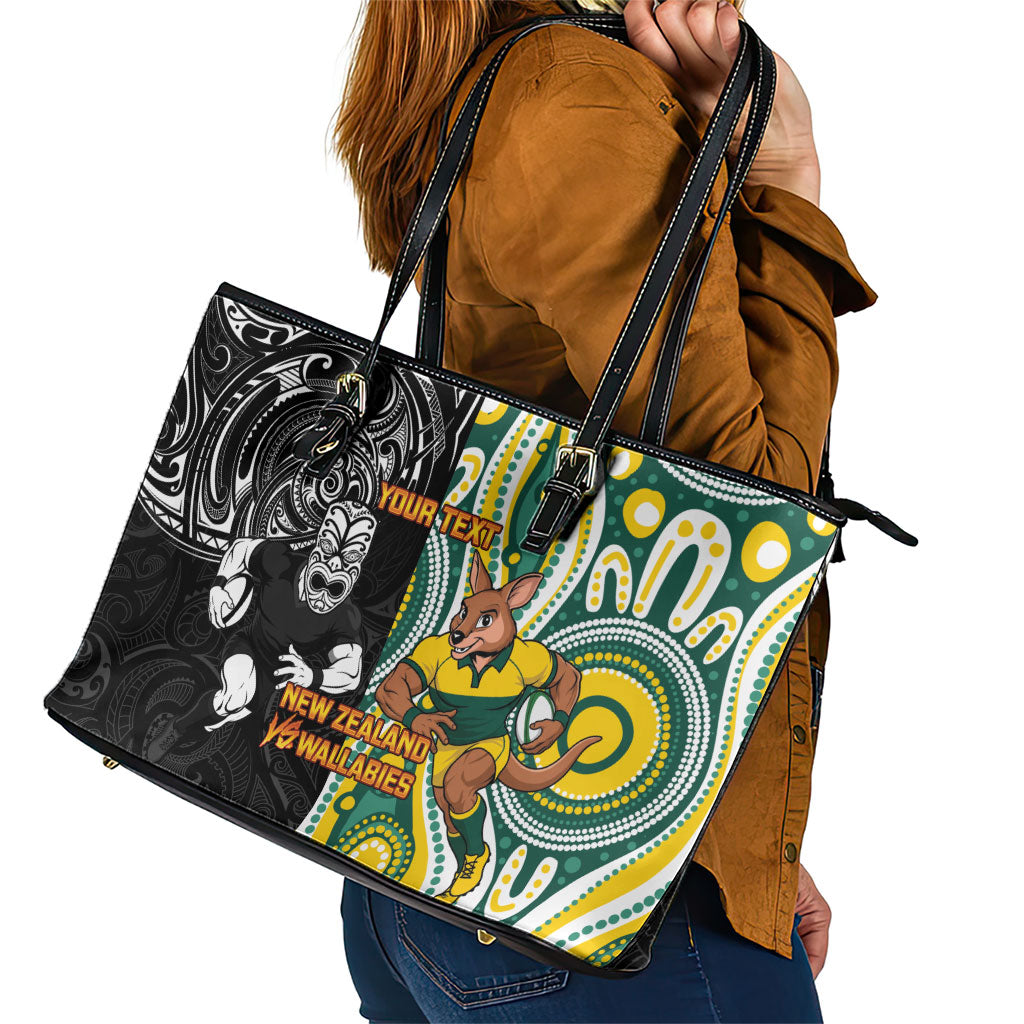 Custom Australia vs New Zealand Leather Tote Bag Rugby Rivalry Two Nations One Battle