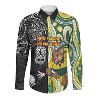 Custom Australia vs New Zealand Long Sleeve Button Shirt Rugby Rivalry Two Nations One Battle