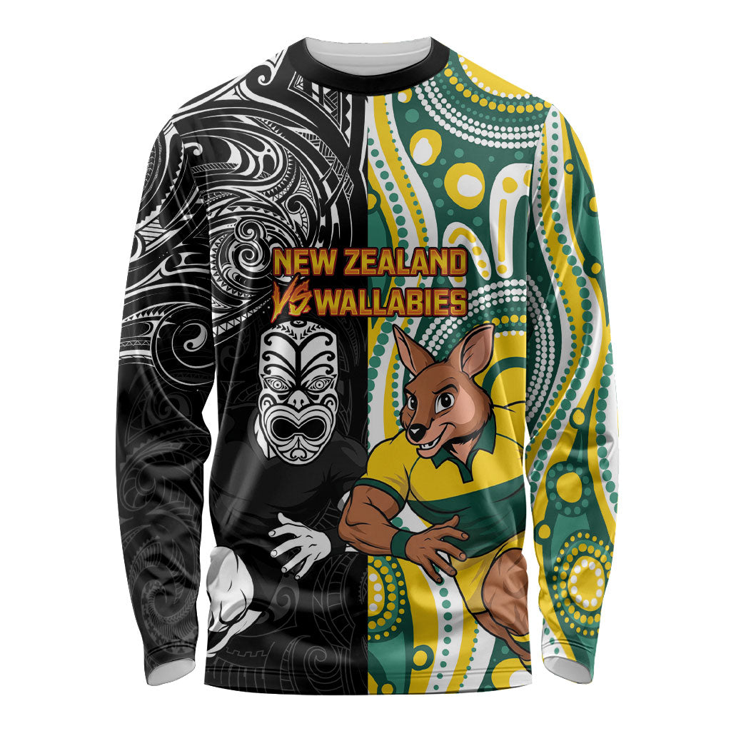 Custom Australia vs New Zealand Long Sleeve Shirt Rugby Rivalry Two Nations One Battle LT9 Unisex Multicolor - Polynesian Pride
