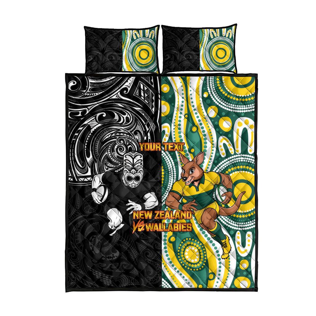 Custom Australia vs New Zealand Quilt Bed Set Rugby Rivalry Two Nations One Battle