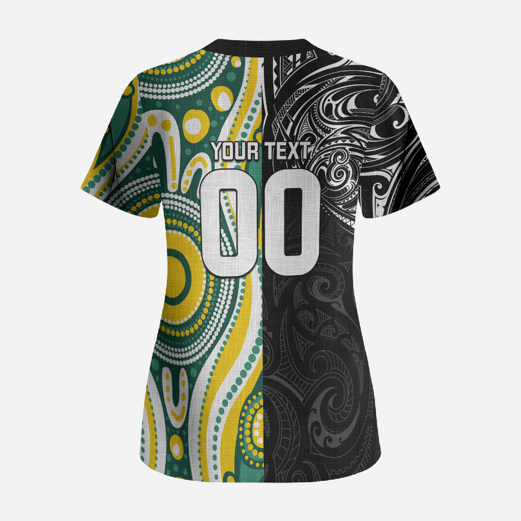 Custom Australia vs New Zealand Scrub Top Rugby Rivalry Two Nations One Battle