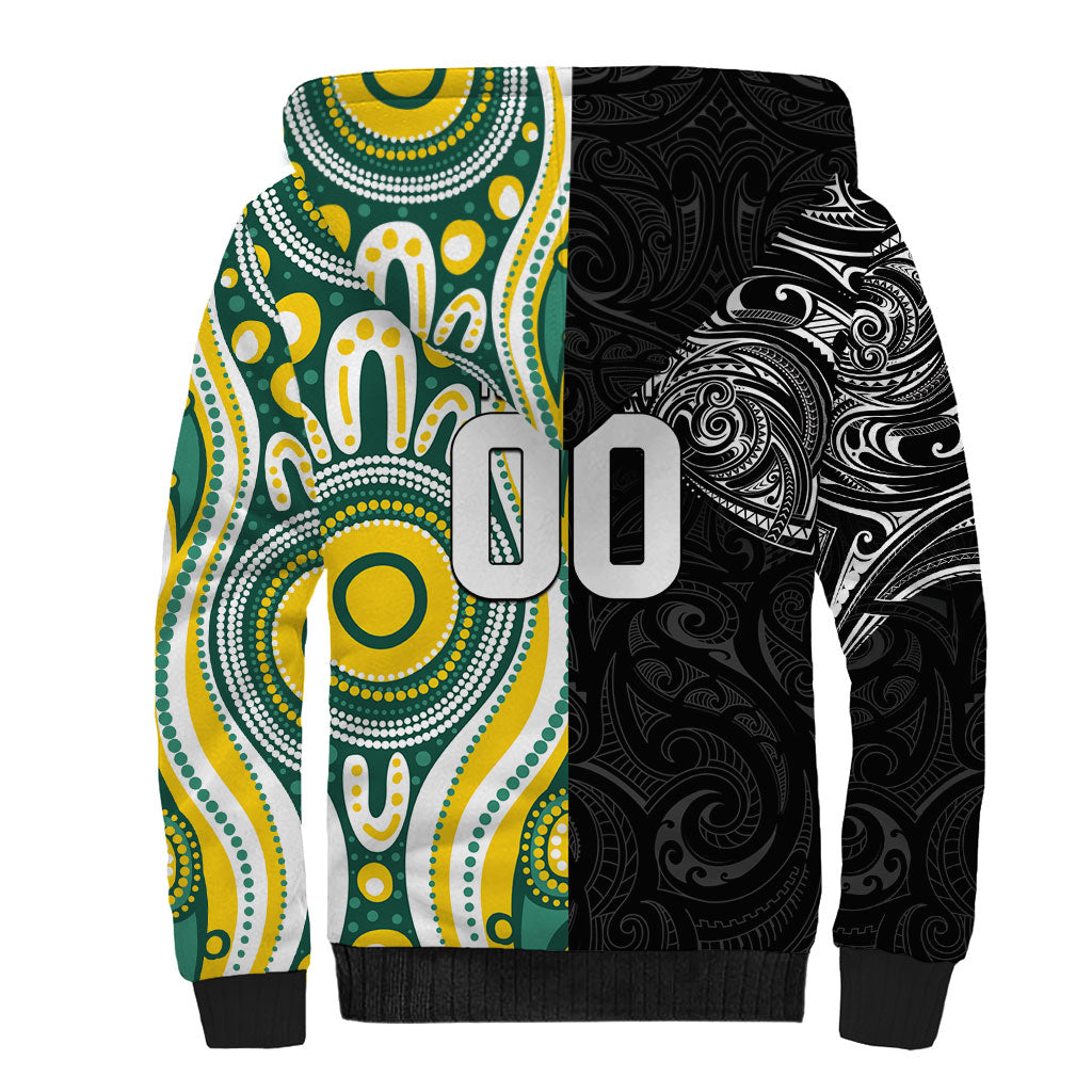 Custom Australia vs New Zealand Sherpa Hoodie Rugby Rivalry Two Nations One Battle