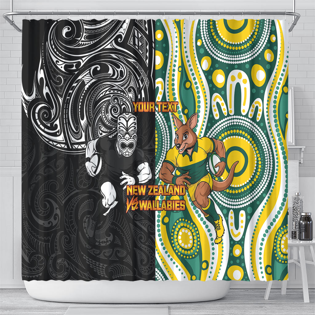 Custom Australia vs New Zealand Shower Curtain Rugby Rivalry Two Nations One Battle