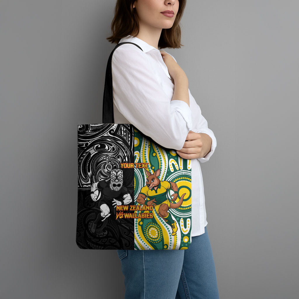Custom Australia vs New Zealand Tote Bag Rugby Rivalry Two Nations One Battle