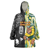 Custom Australia vs New Zealand Wearable Blanket Hoodie Rugby Rivalry Two Nations One Battle