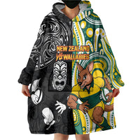 Custom Australia vs New Zealand Wearable Blanket Hoodie Rugby Rivalry Two Nations One Battle