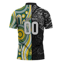 Custom Australia vs New Zealand Zipper Polo Shirt Rugby Rivalry Two Nations One Battle