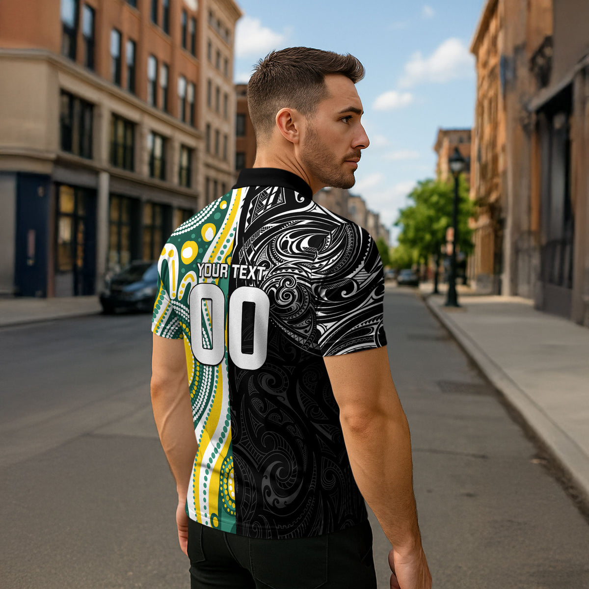Custom Australia vs New Zealand Zipper Polo Shirt Rugby Rivalry Two Nations One Battle