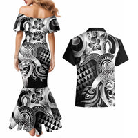 Aloha Black Tribal Honu Tattoo Couples Matching Mermaid Dress and Hawaiian Shirt LT9 - Polynesian Pride