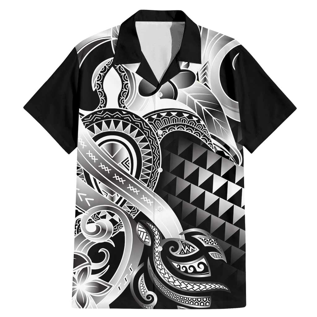 Aloha Black Tribal Honu Tattoo Family Matching Mermaid Dress and Hawaiian Shirt LT9 Dad's Shirt - Short Sleeve Black - Polynesian Pride