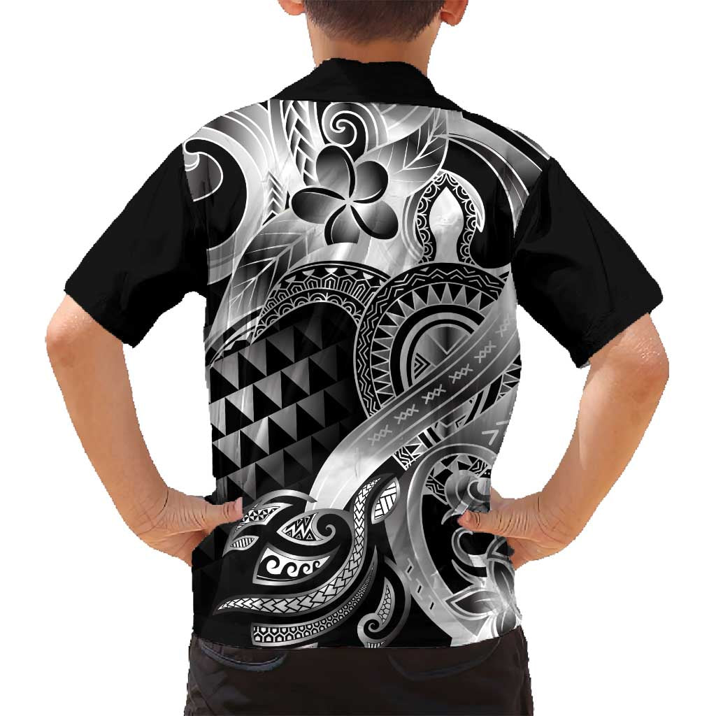 Aloha Black Tribal Honu Tattoo Family Matching Off Shoulder Maxi Dress and Hawaiian Shirt LT9 - Polynesian Pride