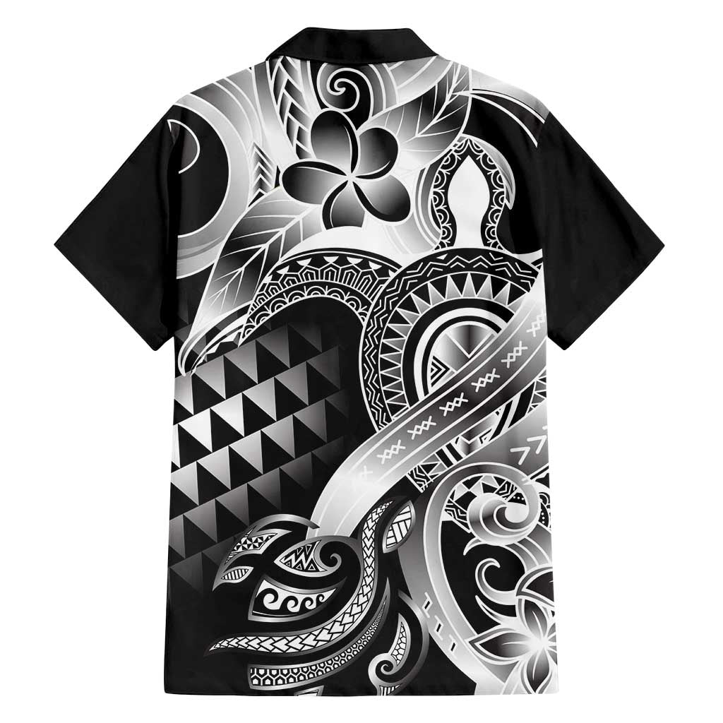 Aloha Black Tribal Honu Tattoo Family Matching Off Shoulder Short Dress and Hawaiian Shirt LT9 - Polynesian Pride
