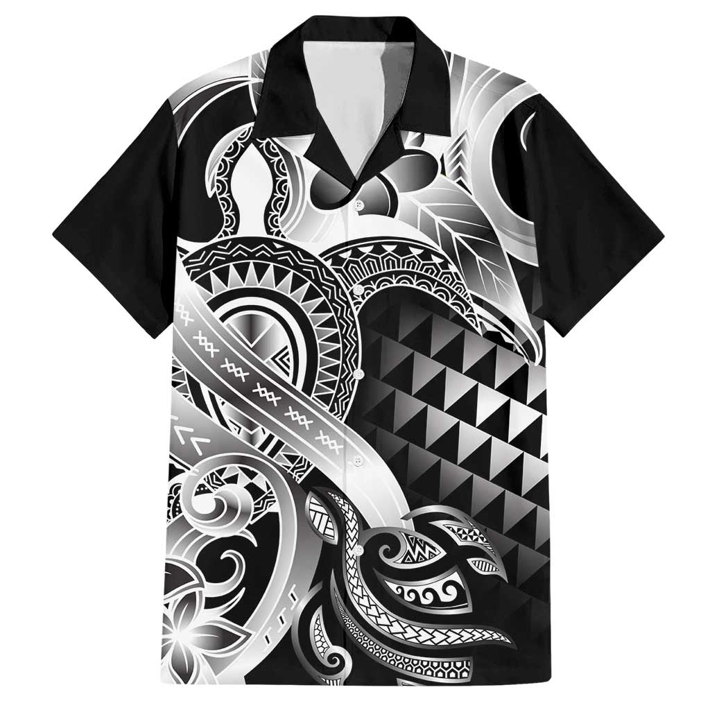 Aloha Black Tribal Honu Tattoo Family Matching Short Sleeve Bodycon Dress and Hawaiian Shirt LT9 Dad's Shirt - Short Sleeve Black - Polynesian Pride