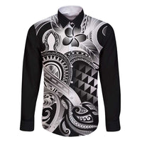 Aloha Black Tribal Honu Tattoo Family Matching Short Sleeve Bodycon Dress and Hawaiian Shirt LT9 Dad's Shirt - Long Sleeve Black - Polynesian Pride