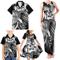 Aloha Black Tribal Honu Tattoo Family Matching Tank Maxi Dress and Hawaiian Shirt LT9 - Polynesian Pride