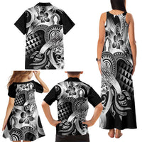 Aloha Black Tribal Honu Tattoo Family Matching Tank Maxi Dress and Hawaiian Shirt LT9 - Polynesian Pride