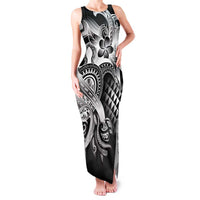 Aloha Black Tribal Honu Tattoo Family Matching Tank Maxi Dress and Hawaiian Shirt LT9 Mom's Dress Black - Polynesian Pride