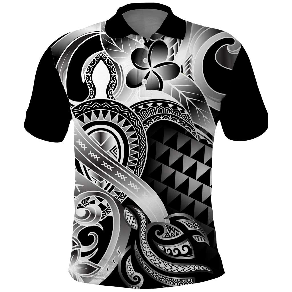 Aloha Black Tribal Honu Tattoo Polo Shirt LT9 Black - Polynesian Pride