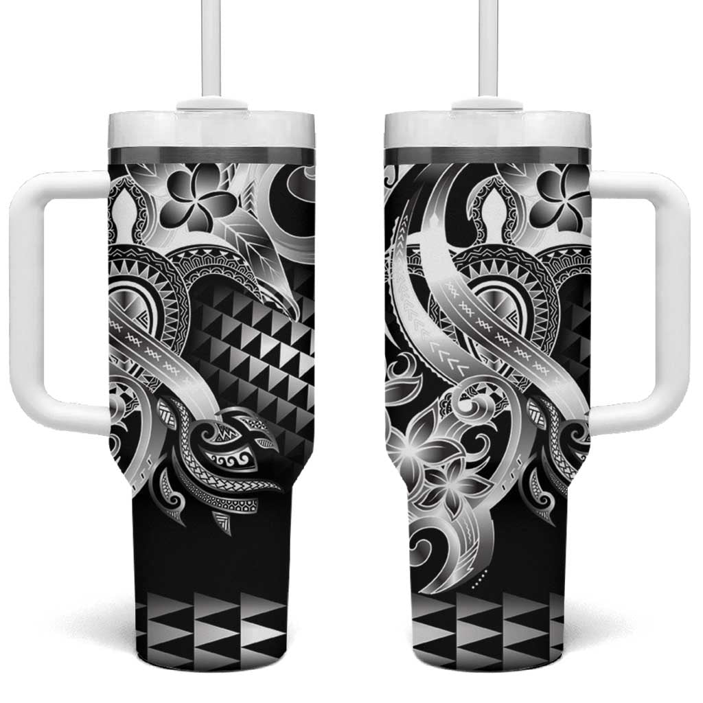 Aloha Black Tribal Honu Tattoo Tumbler With Handle LT9 One Size: 40 oz Black - Polynesian Pride