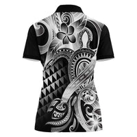 Aloha Black Tribal Honu Tattoo Women Polo Shirt