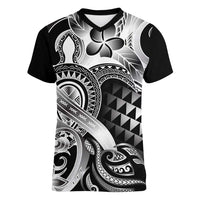 Aloha Black Tribal Honu Tattoo Women V-Neck T-Shirt LT9 Female Black - Polynesian Pride
